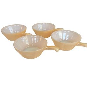 Vintage Fire King Peach Lustre Beehive Bowls With Handles Set‎ Of Four Bowls